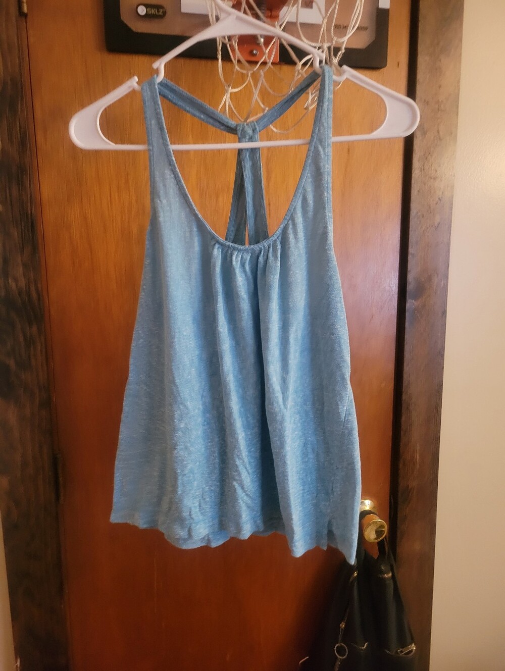 American Eagle Outfitters Light Blue Scoop Neck Tank with Crisscross Back